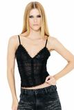 Blusa Tule Bordada Preto