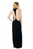 Vestido Longo Decote Malha Preto