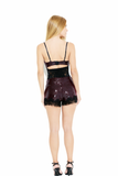 Mini Shorts Paetês Renda Bordô
