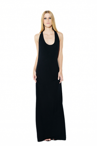 Vestido Longo Decote Malha Preto
