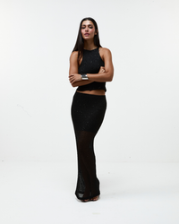 Saia Longa Shimmer Mesh Preta