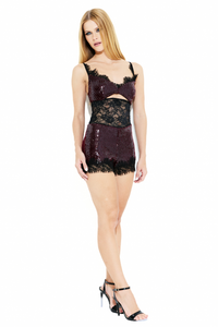Blusa Paetês Renda Bordô
