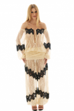 Blusa Laced Ombro a Ombro Renda Creme