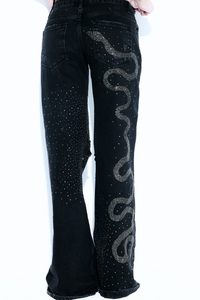 Calça Jeans Strass Snake