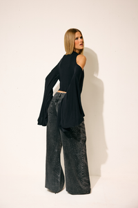 Blusa Manga Longa Malha Preta