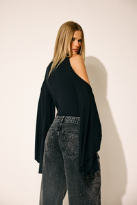 Blusa Manga Longa Malha Preta