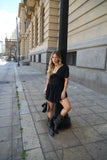 Vestido Drapê Crepe Preto