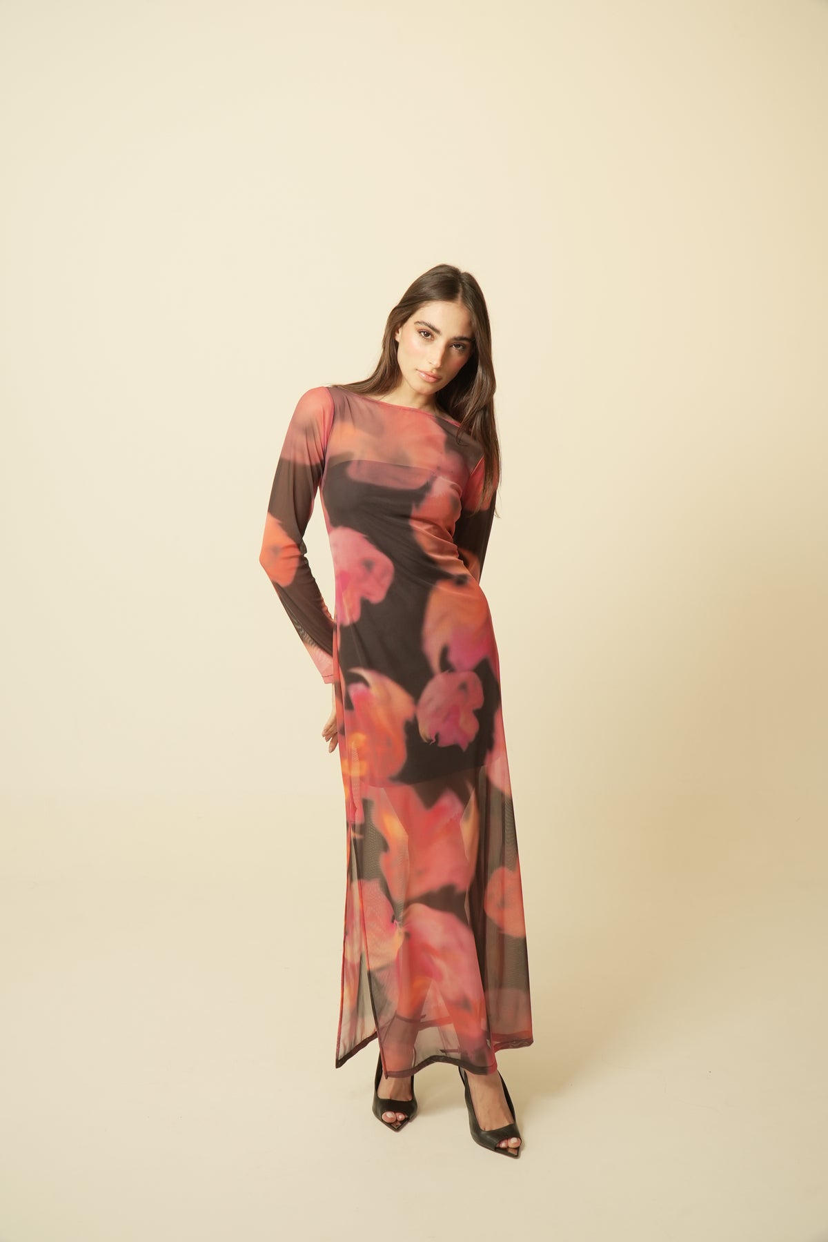 Sunset Tulle Long Sleeve Dress