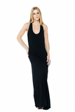 Vestido Longo Decote Malha Preto