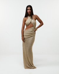 Vestido Longo Shimmer Mesh