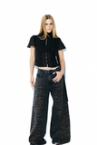 Calça Jeans Wild Black Strass Dourado