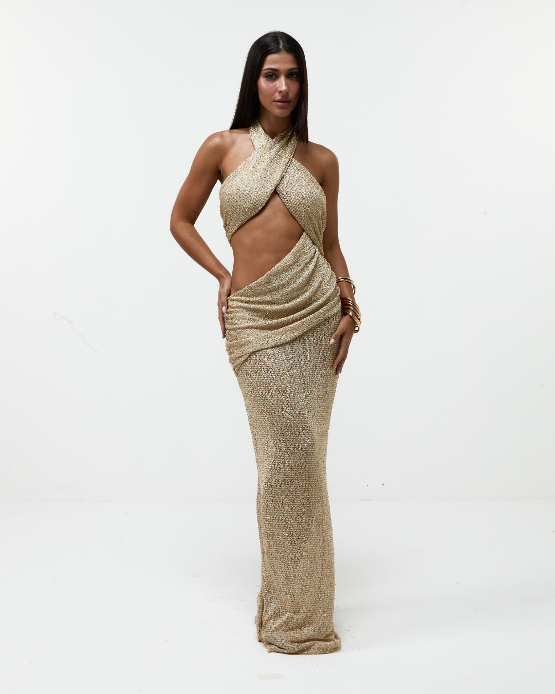 Vestido Longo Shimmer Mesh