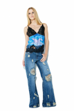 Blusa Paetês Renda Rodeo