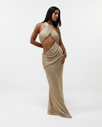 Vestido Longo Shimmer Mesh