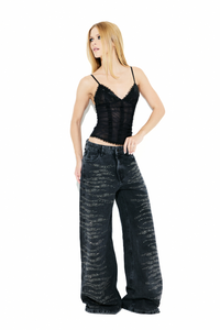 Blusa Tule Bordada Preto