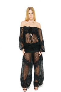 Calça Laced Aladim Renda Preta