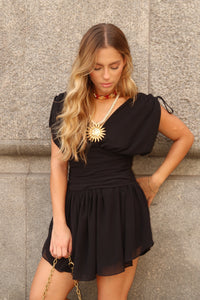 Vestido Drapê Crepe Preto