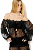 Blusa Laced Ombro a Ombro Renda Preta