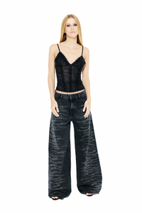 Blusa Tule Bordada Preto
