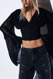 PRÉ VENDA: Blusa Corset Renda Preto