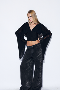 PRÉ VENDA: Blusa Corset Renda Preto