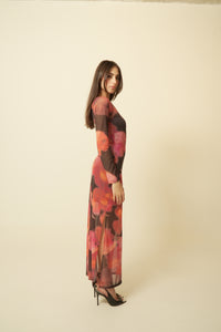 Sunset Tulle Long Sleeve Dress
