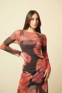 Sunset Tulle Long Sleeve Dress