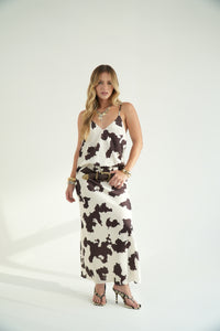 Silk Cow Long Skirt