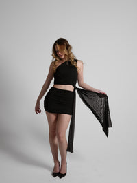 One Shoulder Tulle Blouse