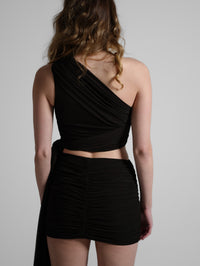 One Shoulder Tulle Blouse