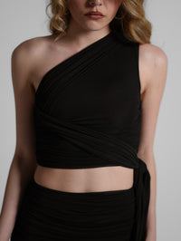 One Shoulder Tulle Blouse