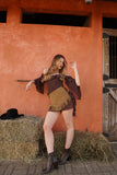 Vestido Curto Babados Marrom