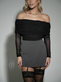 Grey Tailored Mini Skirt