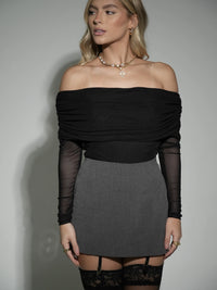 Grey Tailored Mini Skirt