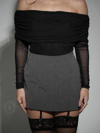Grey Tailored Mini Skirt