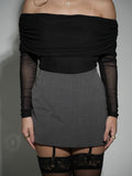 Grey Tailored Mini Skirt