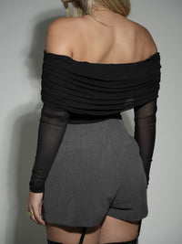 Grey Tailored Mini Skirt