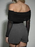 Grey Tailored Mini Skirt