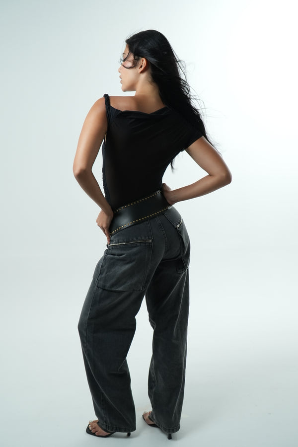 Asymmetric Tulle Bodysuit