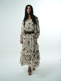 Leopard Chiffon Long Dress