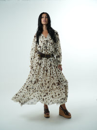 Leopard Chiffon Long Dress