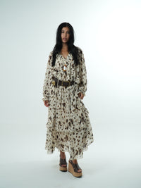 Leopard Chiffon Long Dress