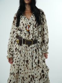 Leopard Chiffon Long Dress