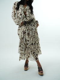 Leopard Chiffon Long Dress