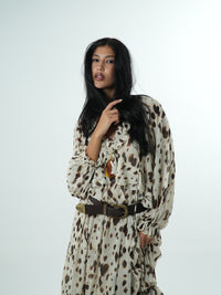 Leopard Chiffon Long Dress