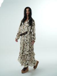Leopard Chiffon Long Dress