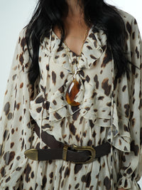 Leopard Chiffon Long Dress