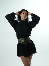 Vestido Babados Decote Costas
