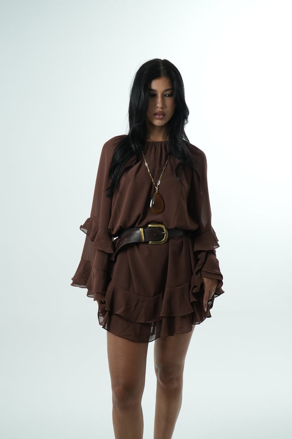 Cocoa Ruffle Dress