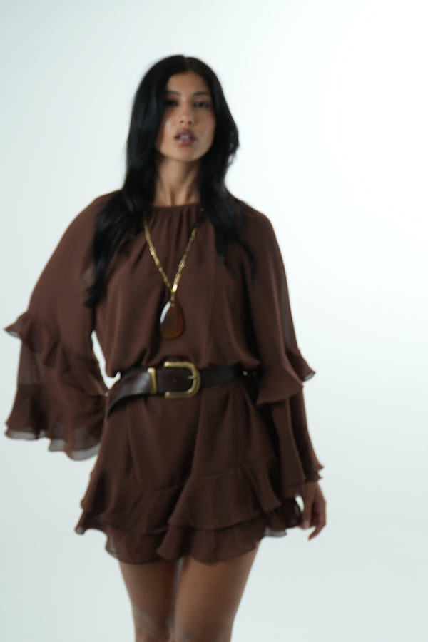 Cocoa Ruffle Dress